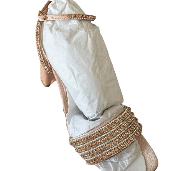 Badgley Mishka Becca Strappy Block Heel Rhinestone‎ 6 Sandals Pink - Picture 4 of 8